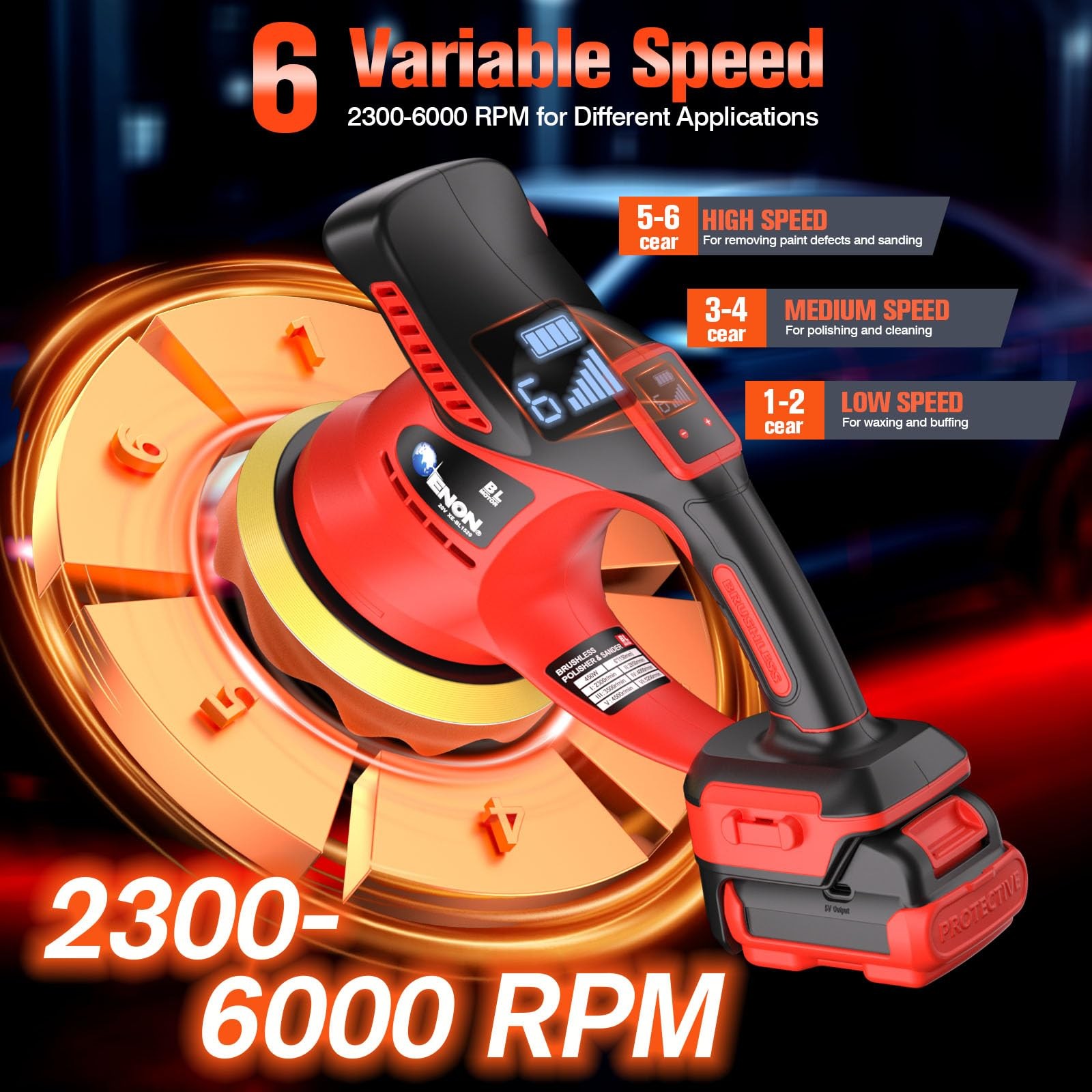 Cordless Car Buffer Polisher Kit（2X 2000mAh 12V Batteries&34 PCS Attachments）…