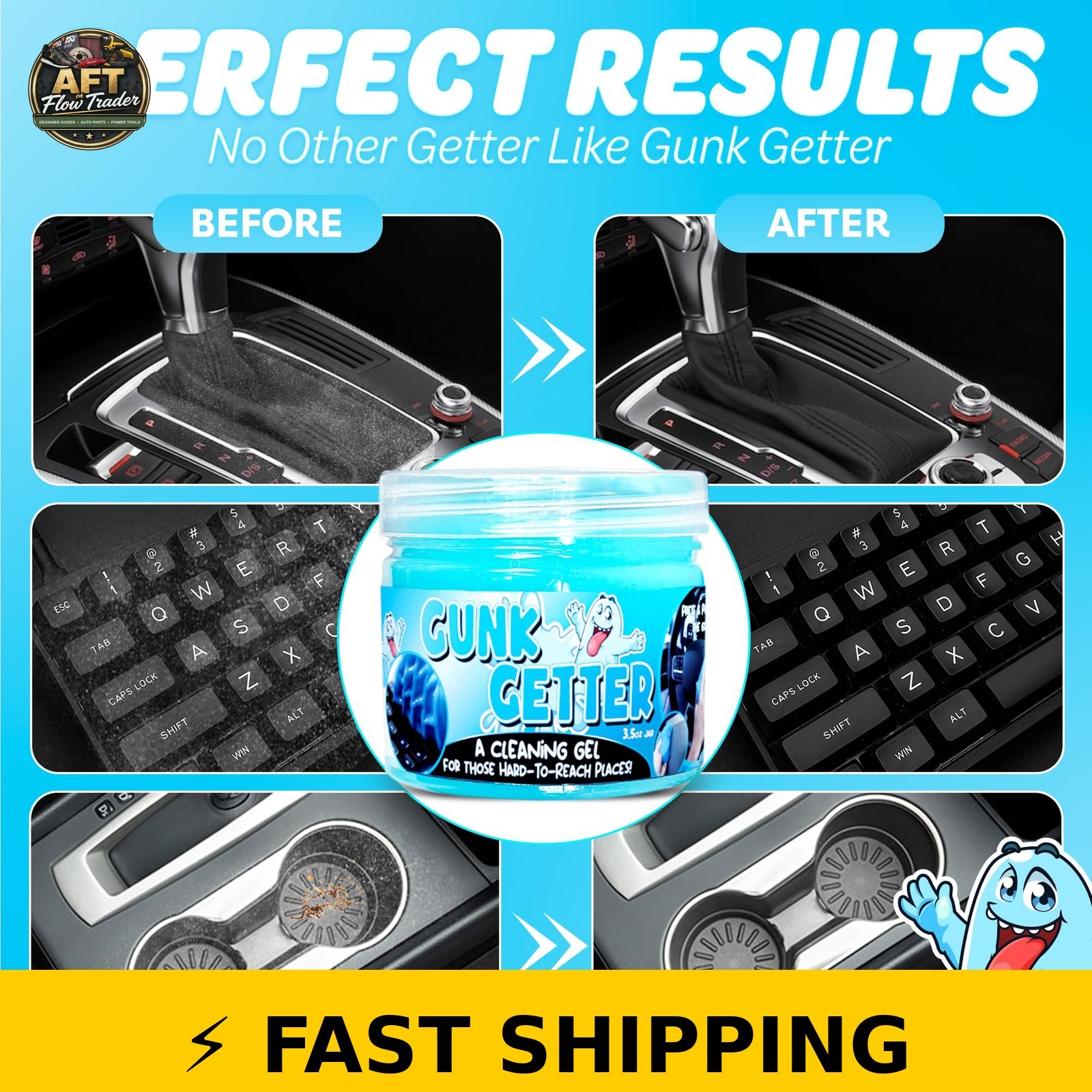 Gunk Getter 12 Pack Cleaning Gel for Cars, Office & More – Blue