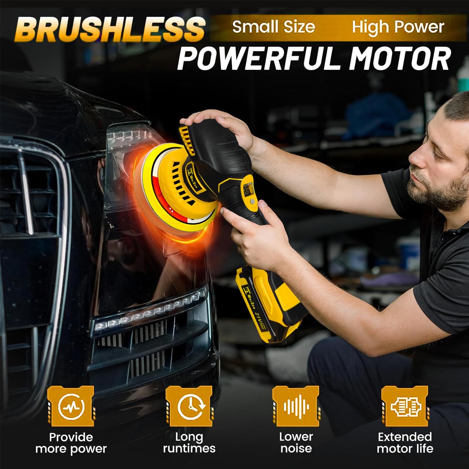Cordless Car Buffer Polisher kit with 21V 2 X 2.0Ah Rechargeable Batteries