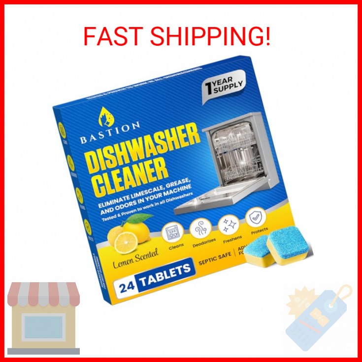 Dishwasher Cleaner Tablets – 24 Tablets (1-Year Supply) Lemon-Scented, Heavy Dut