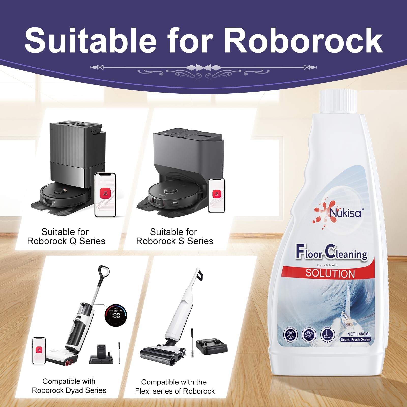 Fresh Ocean Scent Floor Cleaning Solution With Roborock Robot Vacuum And Mop …