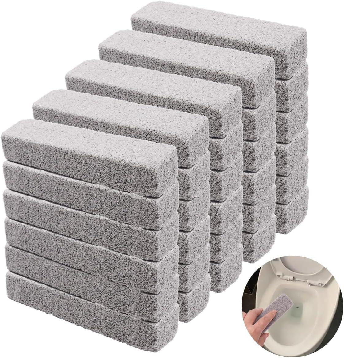 30PCS Pumice Stones for Cleaning,Grey Pumice Scouring Pad,Cleans Hard Water Ring