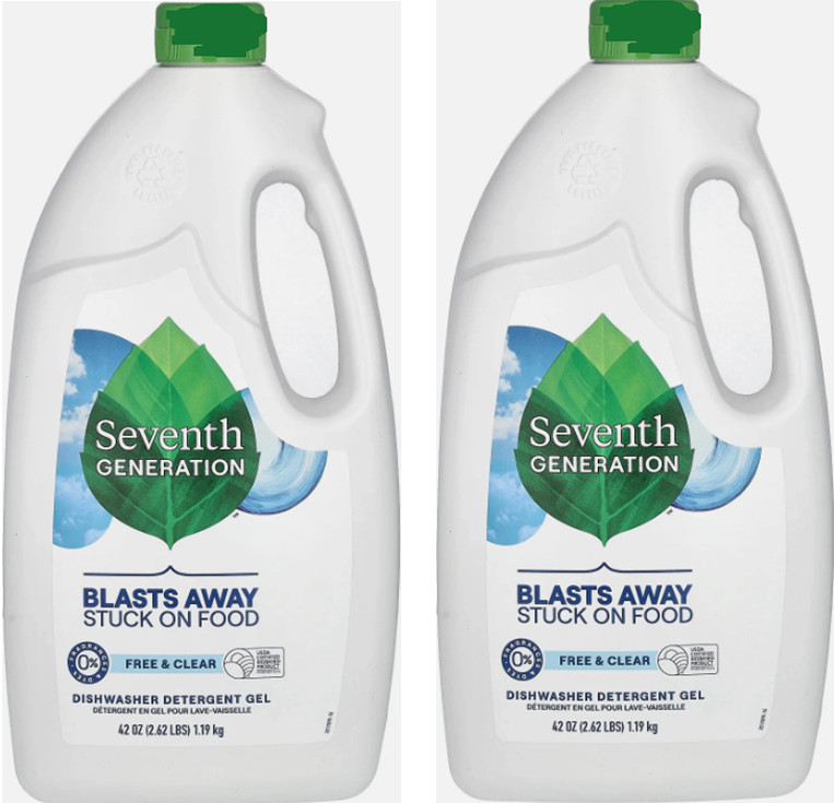 Seventh Generation Dishwasher Detergent Gel Free & Clear 42 Oz Bottle 2 PACK