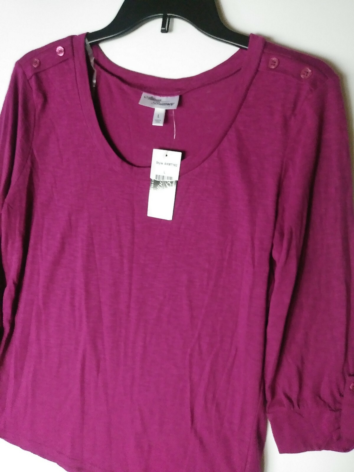 ALLISON BRITTNEY SIZE LARGE TOP SHIRT BERRY NWT AKMT162 COTTON & POLY WASH COLD