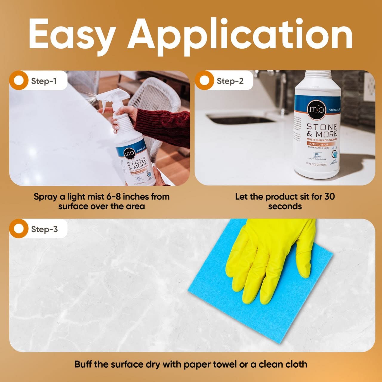 MB-5 Stone & More, All Purpose Cleaning Spray Kitchen Counter Cleaner Spray f…