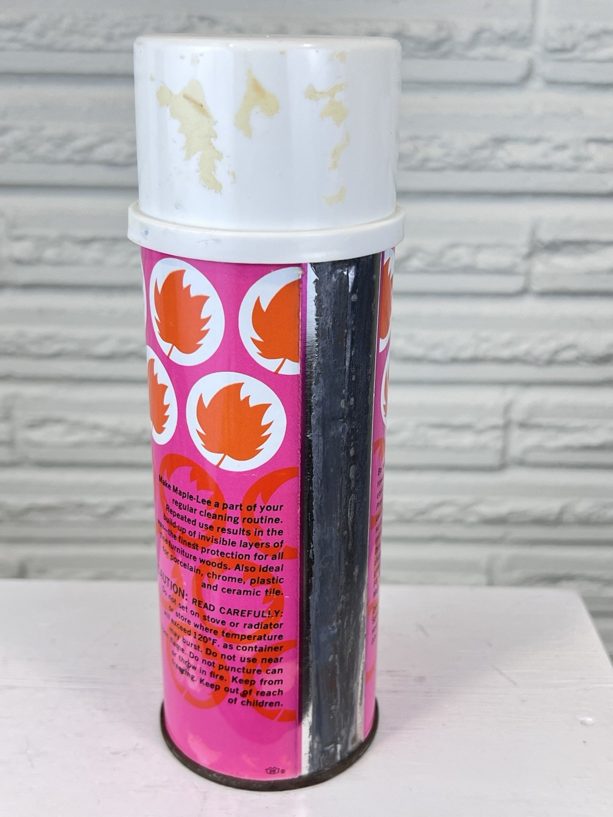 Vtg Maple-Lee Furniture Polish Aerosol 14oz Advertising Graphics Movie Prop
