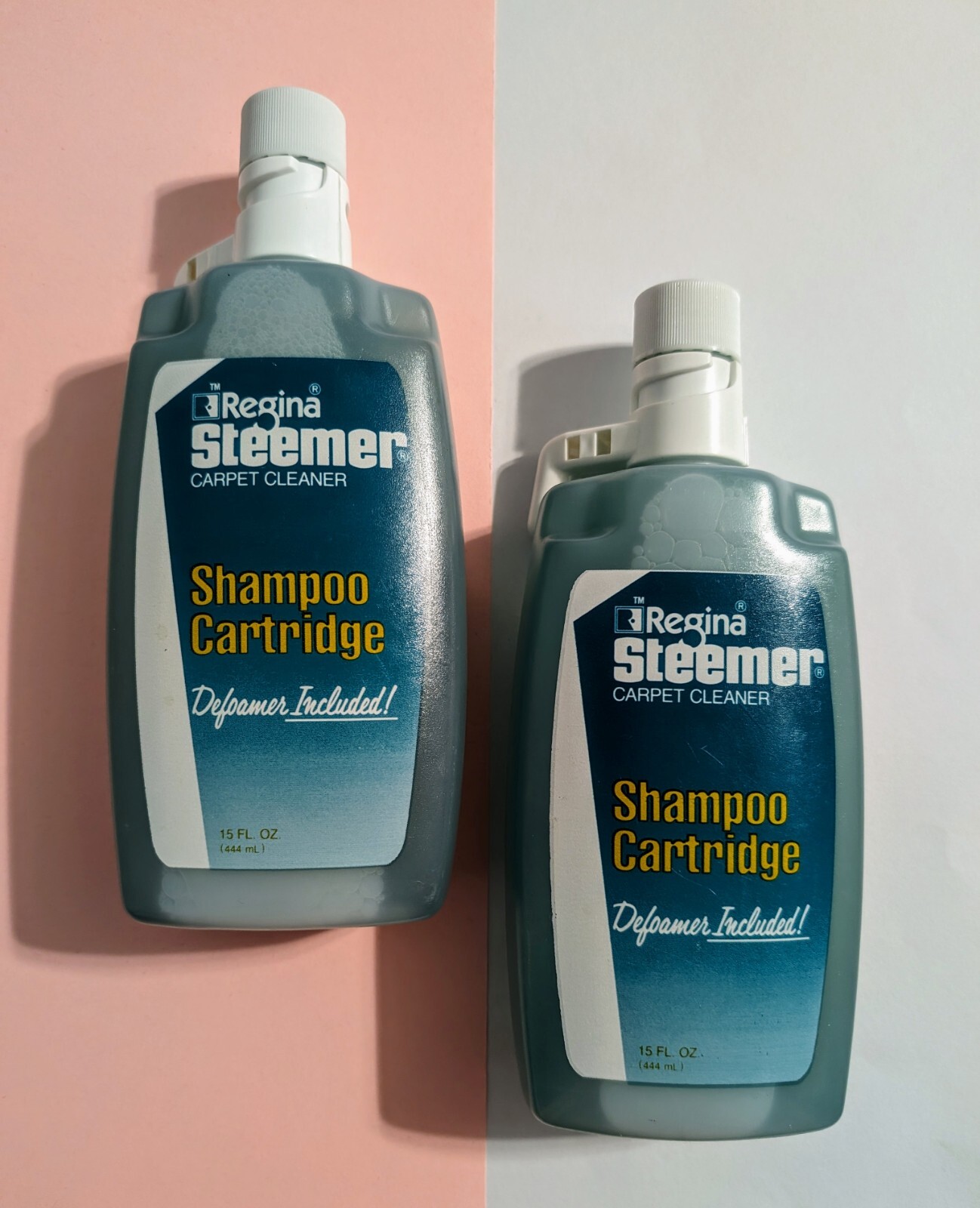 Vtg 1989 Regina Steemer Carpet Cleaner Shampoo Cartridges – 15 Fl Oz – Lot Of 2