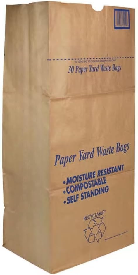 30 Gallon Lawn & Leaf 2-Ply Heavy-Duty Yard Waste Compost Refuse Paper Bags wi