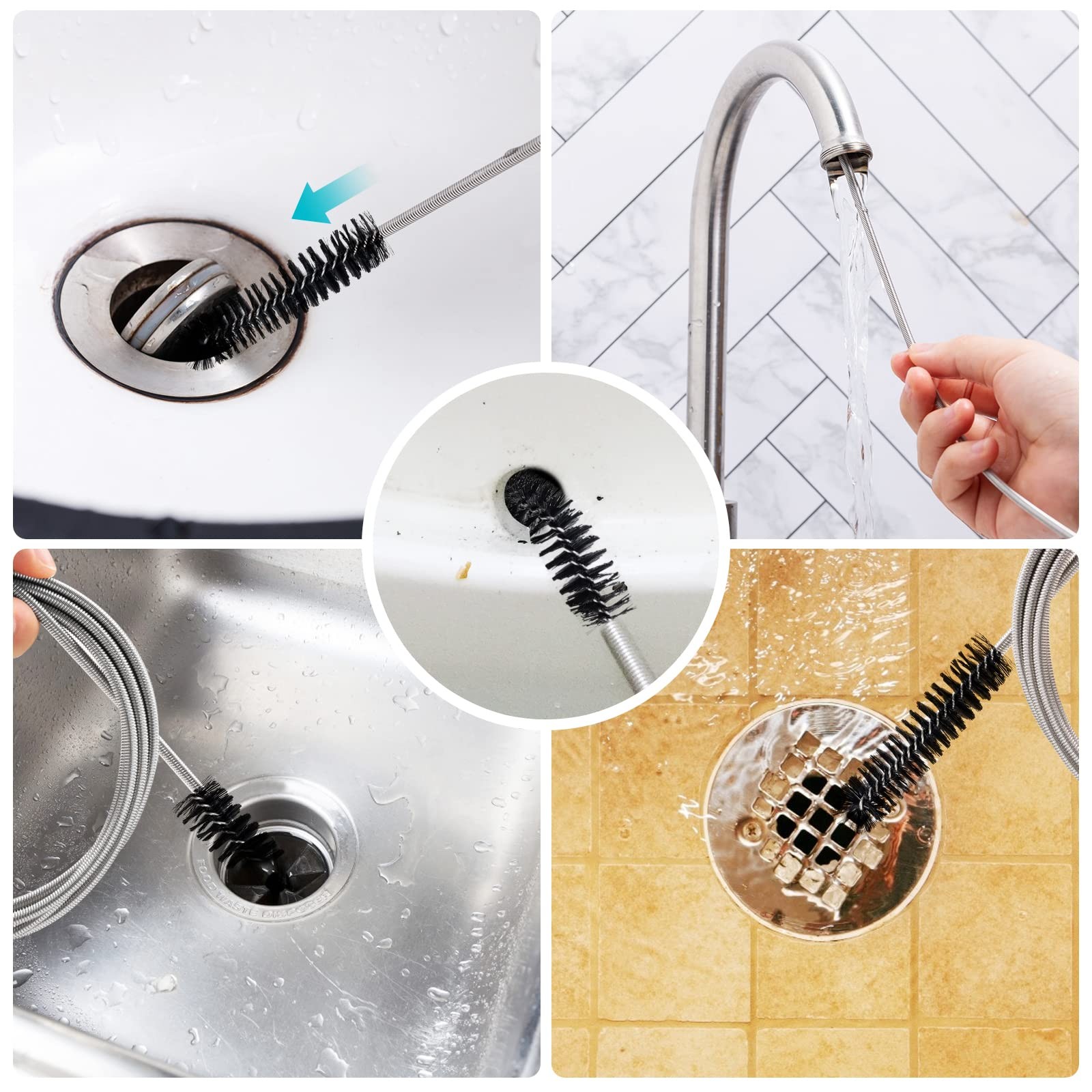 67 Inch Flexible Drain Brush Long Nylon Cleaner Brush Double Ended Pipe Cleaner