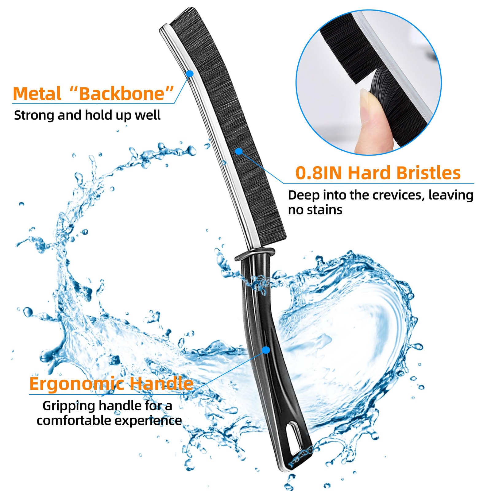 BSFRNF 3Pcs Hard-bristled Crevice Cleaning Brush, Multifunctional Thin Gap Sc…