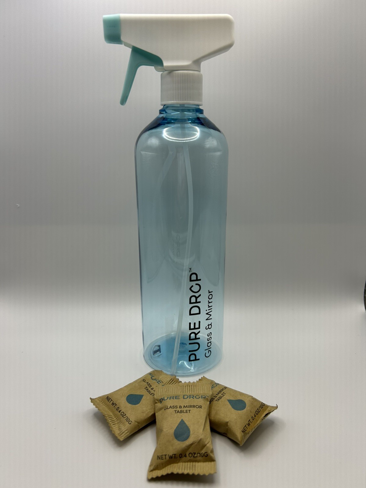 NEW! Pure Drop-Plastic Spray Bottles-26 oz Empty (3 Pack) & 9 Cleaner Tablets