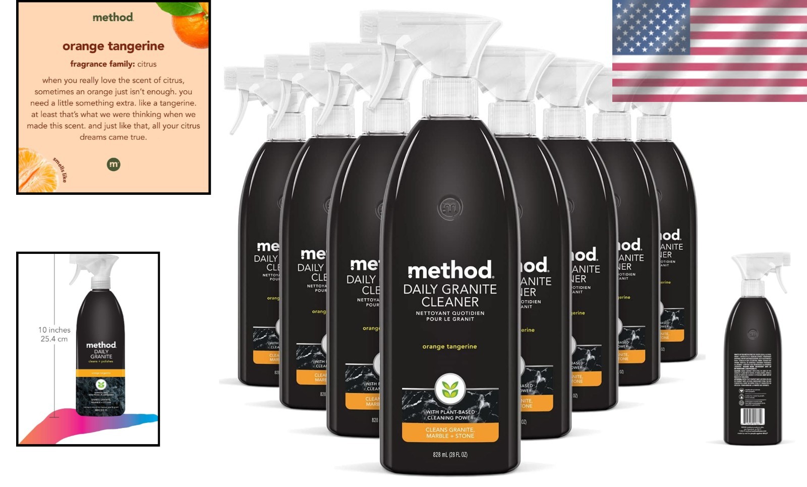 Streak-Free Daily Granite Cleaner, 28oz Spray – 8 Bottles of Plant-Based Power