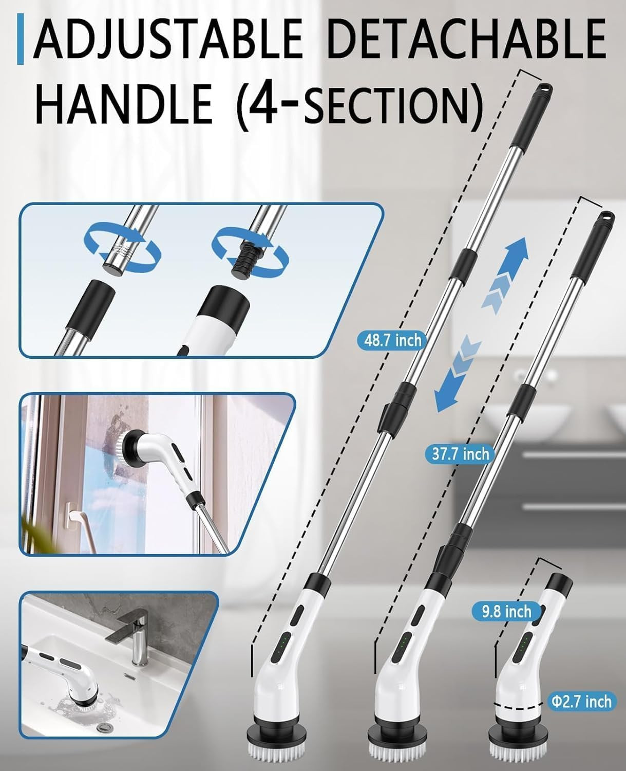 Electric Spin Scrubber for Cleaning Bathroom, Shower Scrubber Cordless Cleaning
