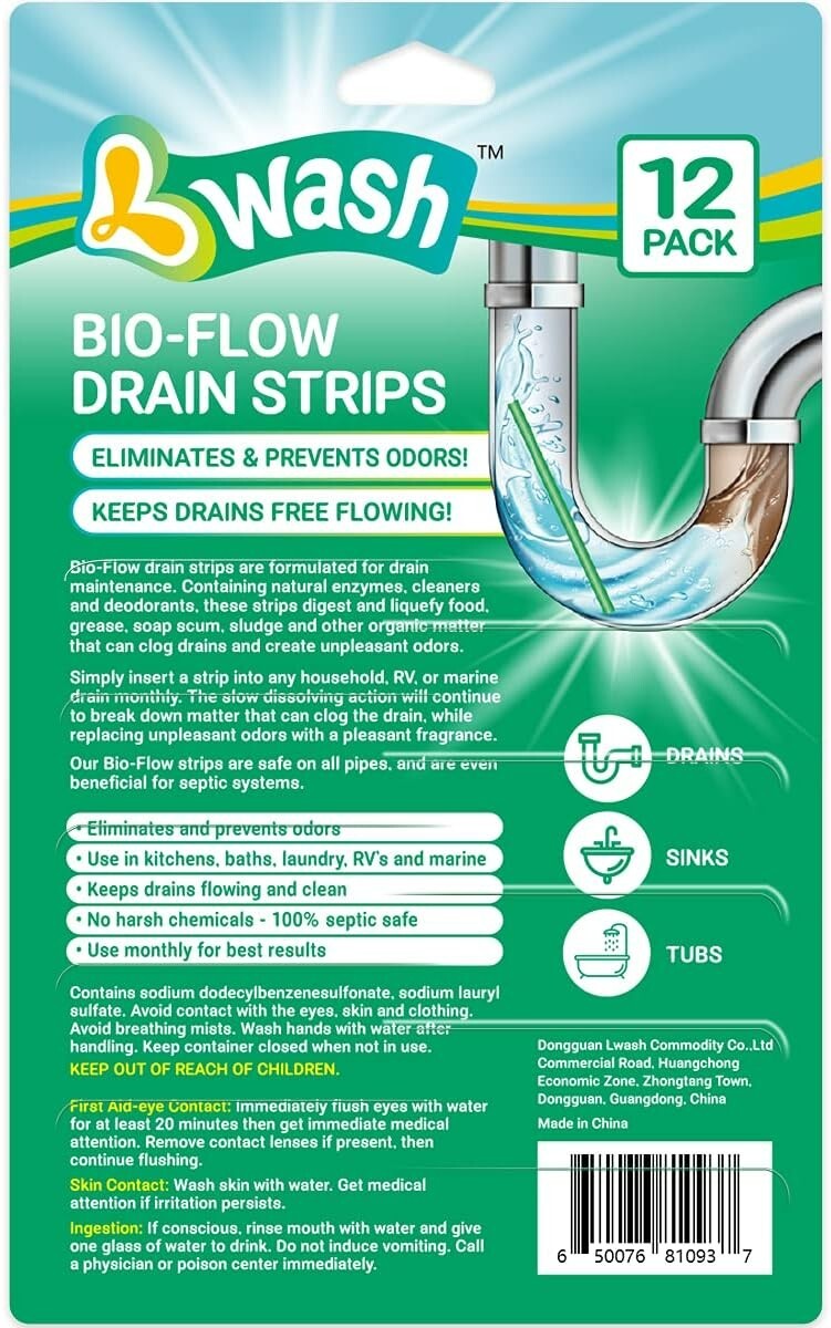 Drain Strips – 12 Strips | Natural Enzymes for Odor Removal & Drain Cleaning
