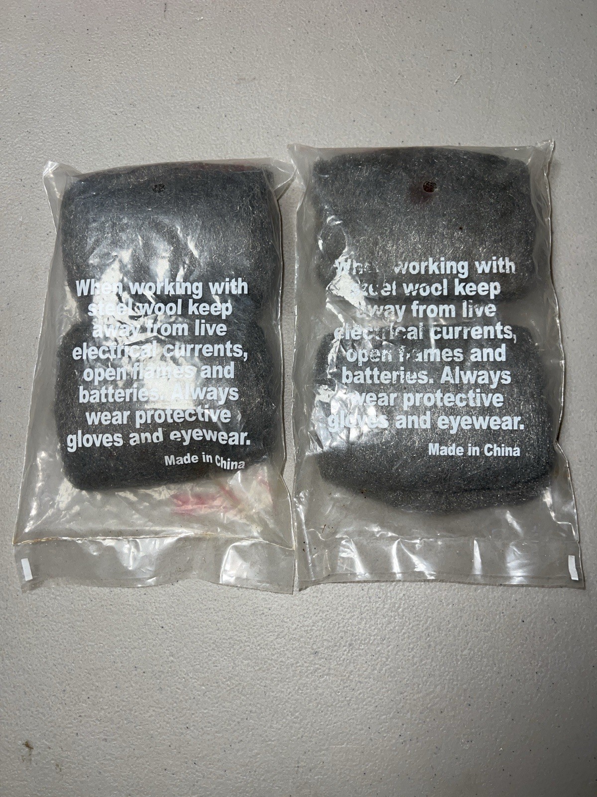 Lot of 4 Steel Wool Pads Individually Wrapped Safety Label Made in China