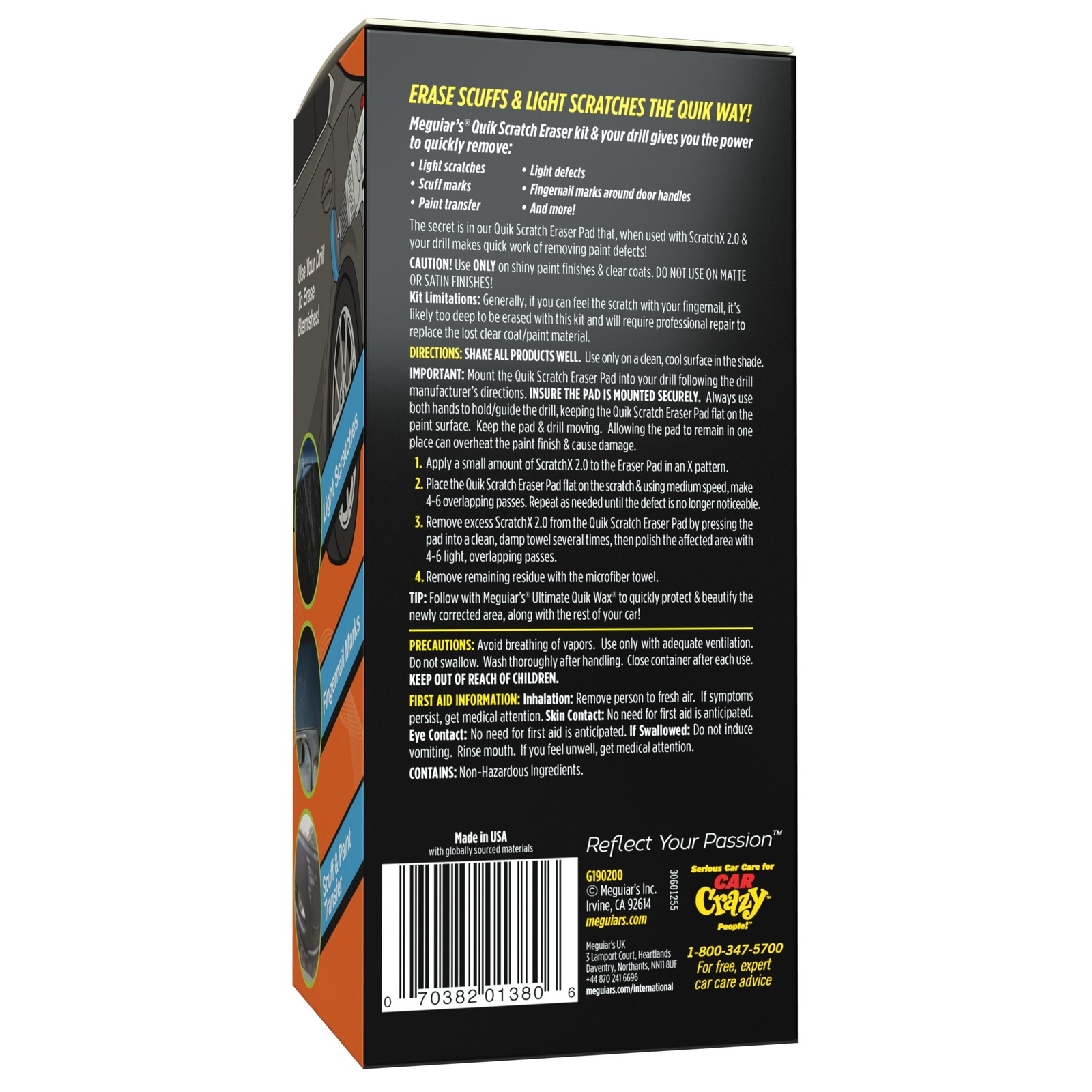 Quik Scratch Eraser Kit,Car Care Kit with ScratchX, Drill-Mounted Pad, and Towel