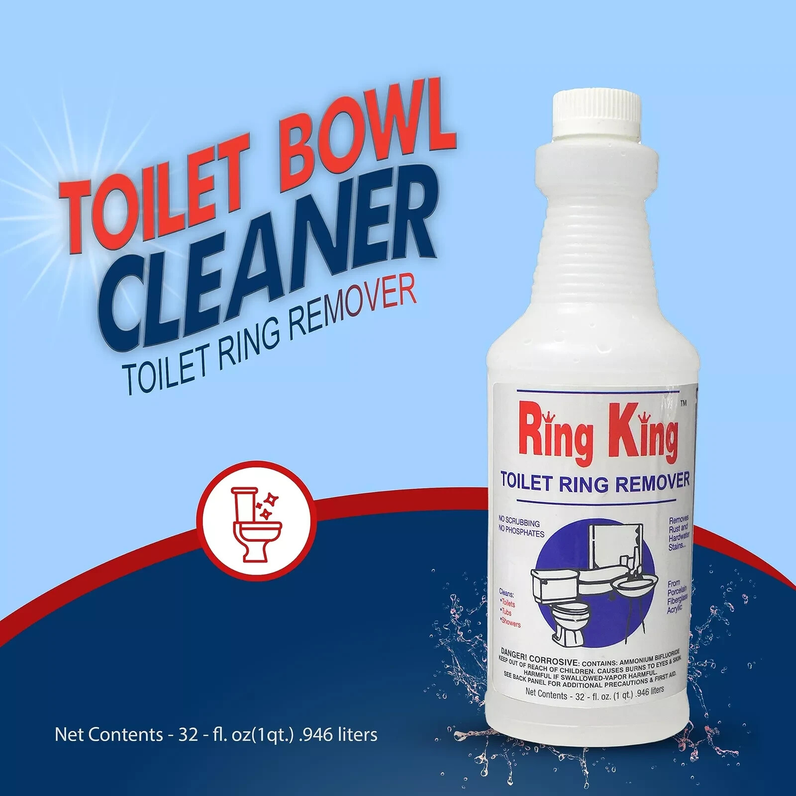 Ring King Toilet Bowl Cleaner Ring Remover Liquid 32 oz