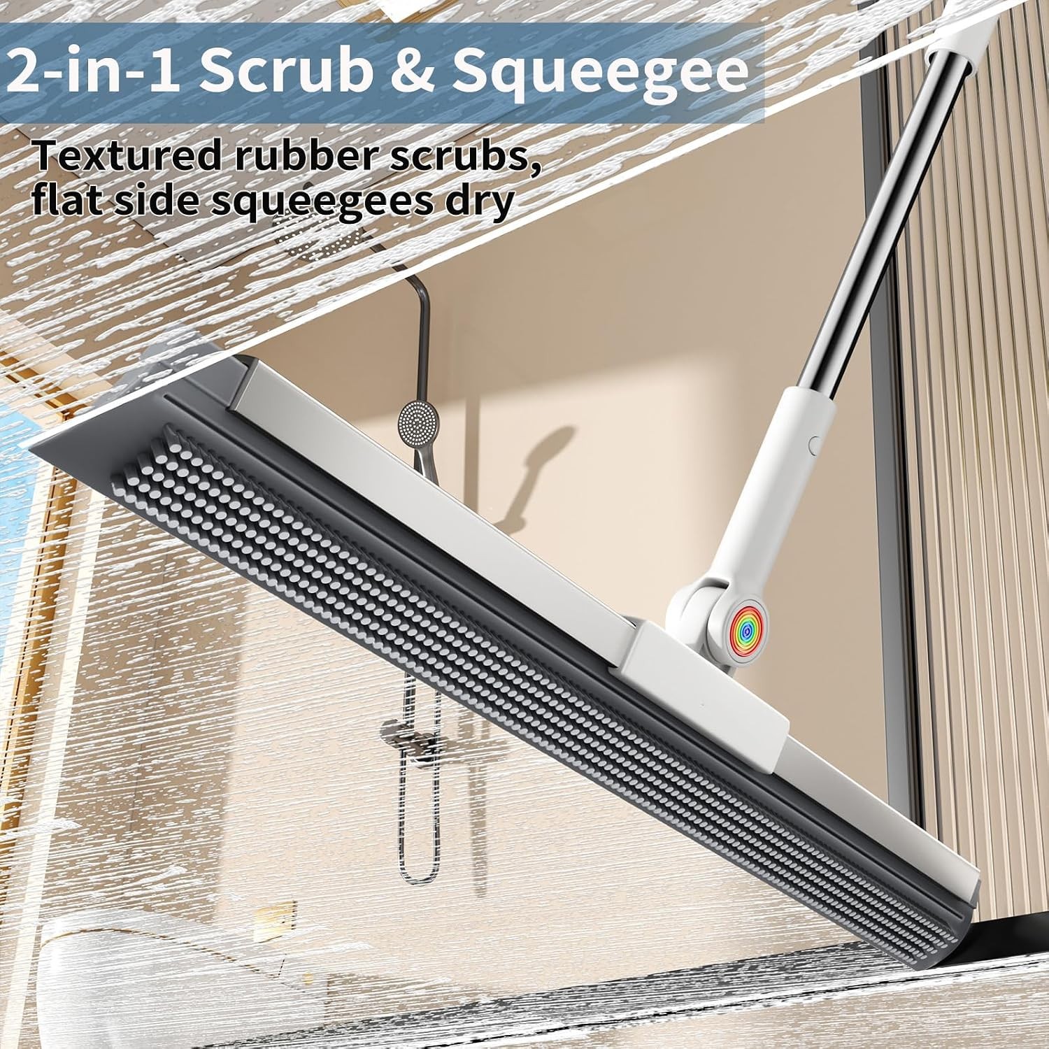 Floor Squeegee for Concrete Floor, Squeegee for Floor with 180° Rotating Head &