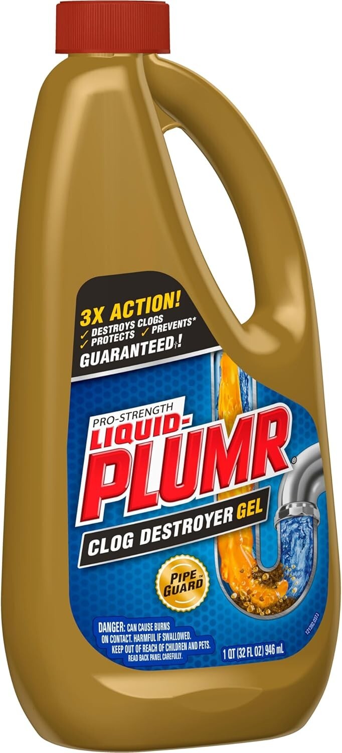 Liquid-Plumr Pro-Strength Clog Destroyer Gel 32oz Drain Cleaner with PipeGuard