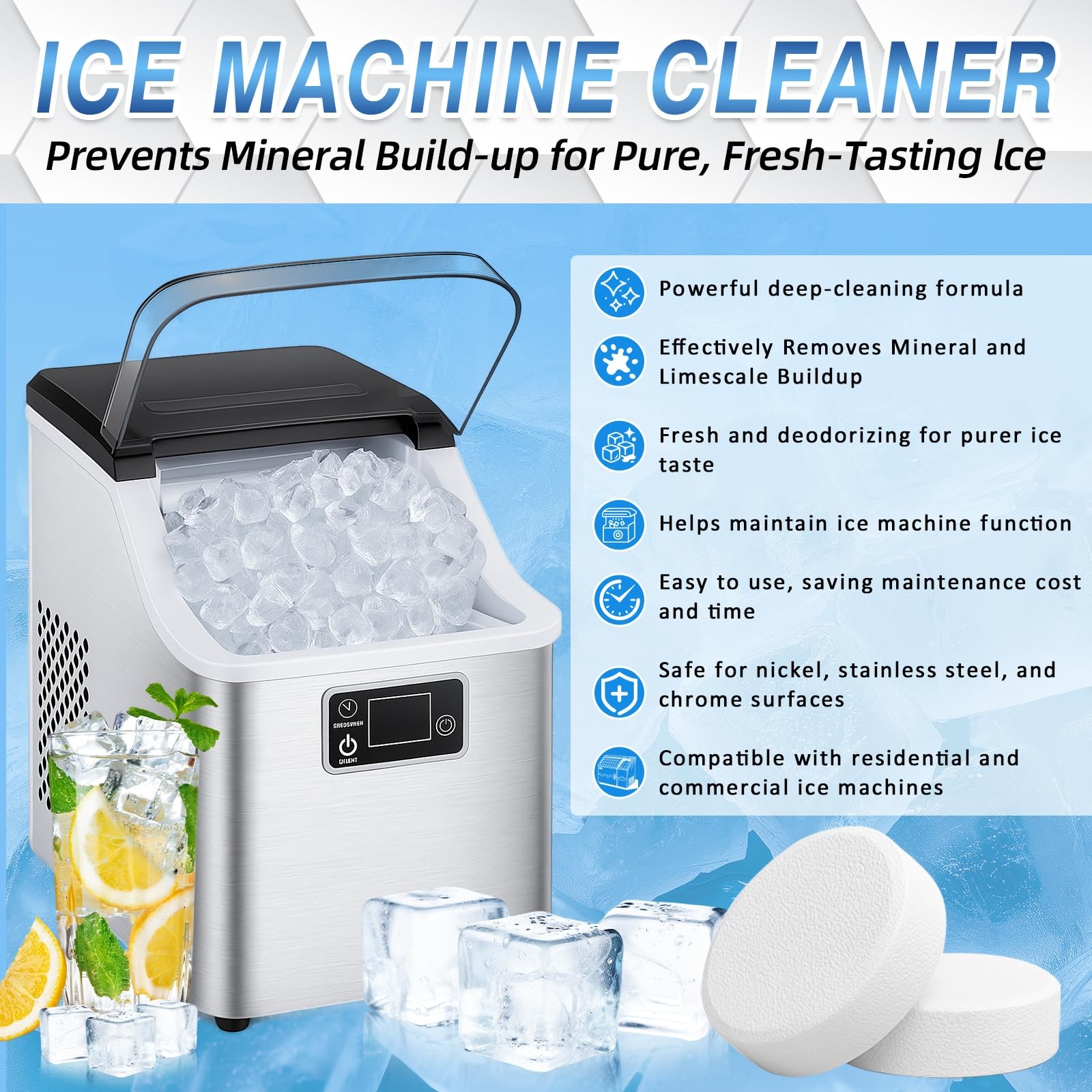 Ice Machine Cleaner Tablets Descaler (36 Pack) – Portable Ice Maker Cleaner, …