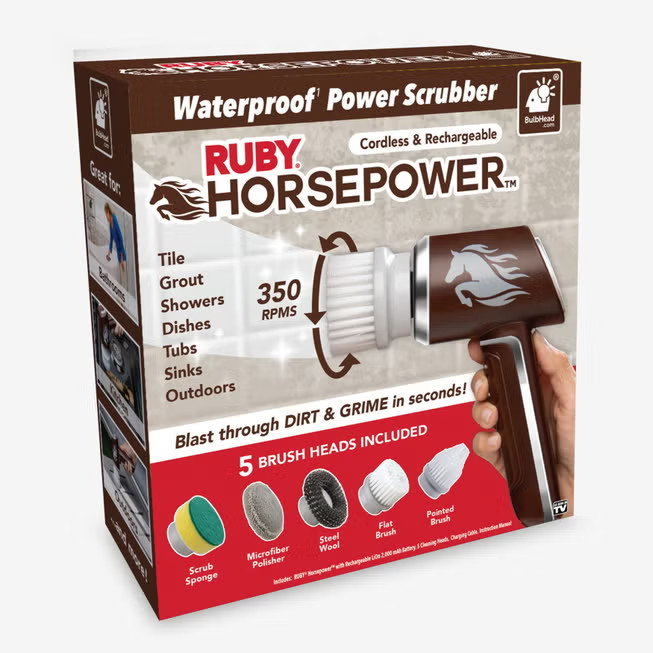 Ruby Horsepower Waterproof Rechargeable Power Scrubber
