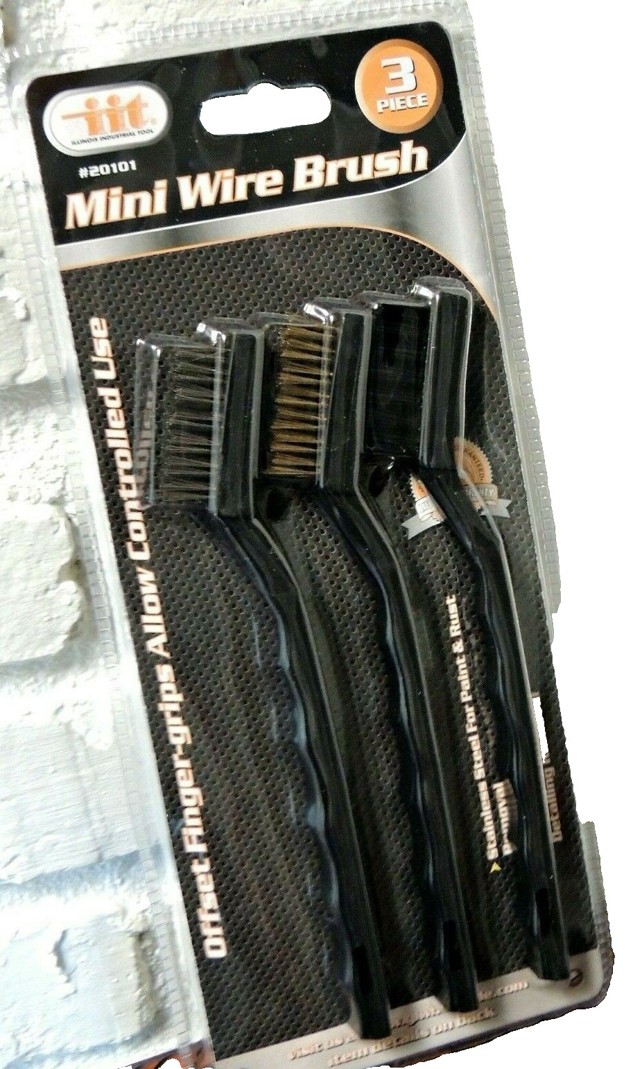 IIT 7″ Wire Cleaning Brushes Set 3 pc; Brass, Nylon, & Stainless Steel Brushes