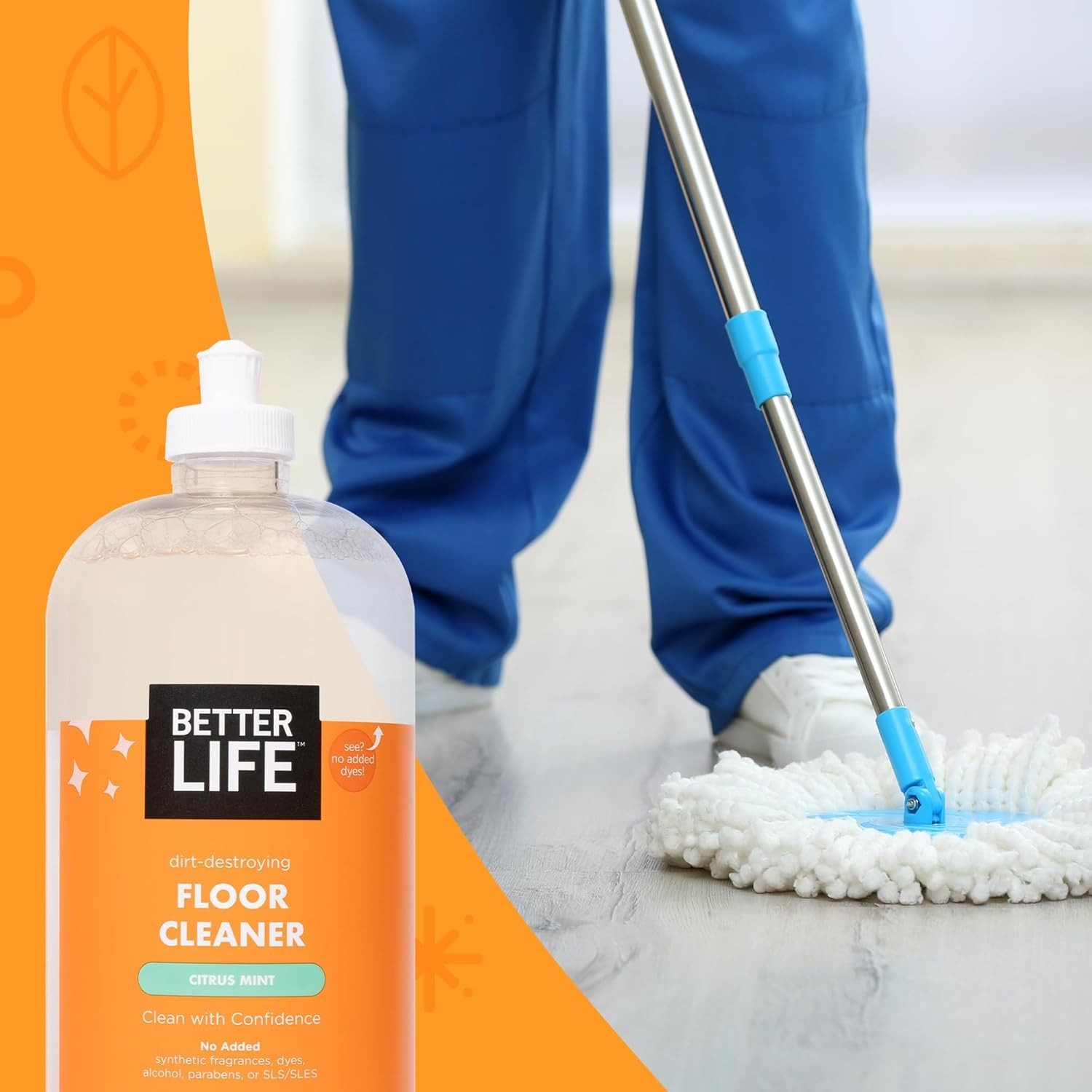 Citrus Mint Floor Cleaner – Plant-Based 32 Fl Oz Pack of 2 for Multiple Surfaces