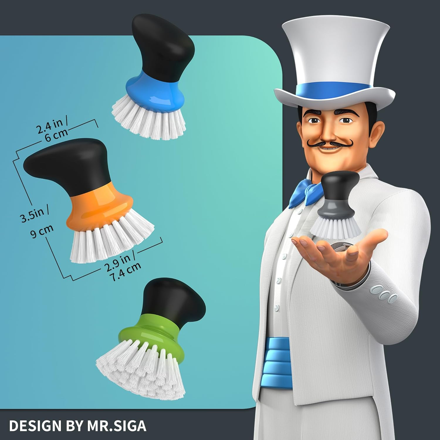 Dish Scrub Brush, Palm Brush Dish Scrubber with Ergonomic Grip, Kitchen Brushes