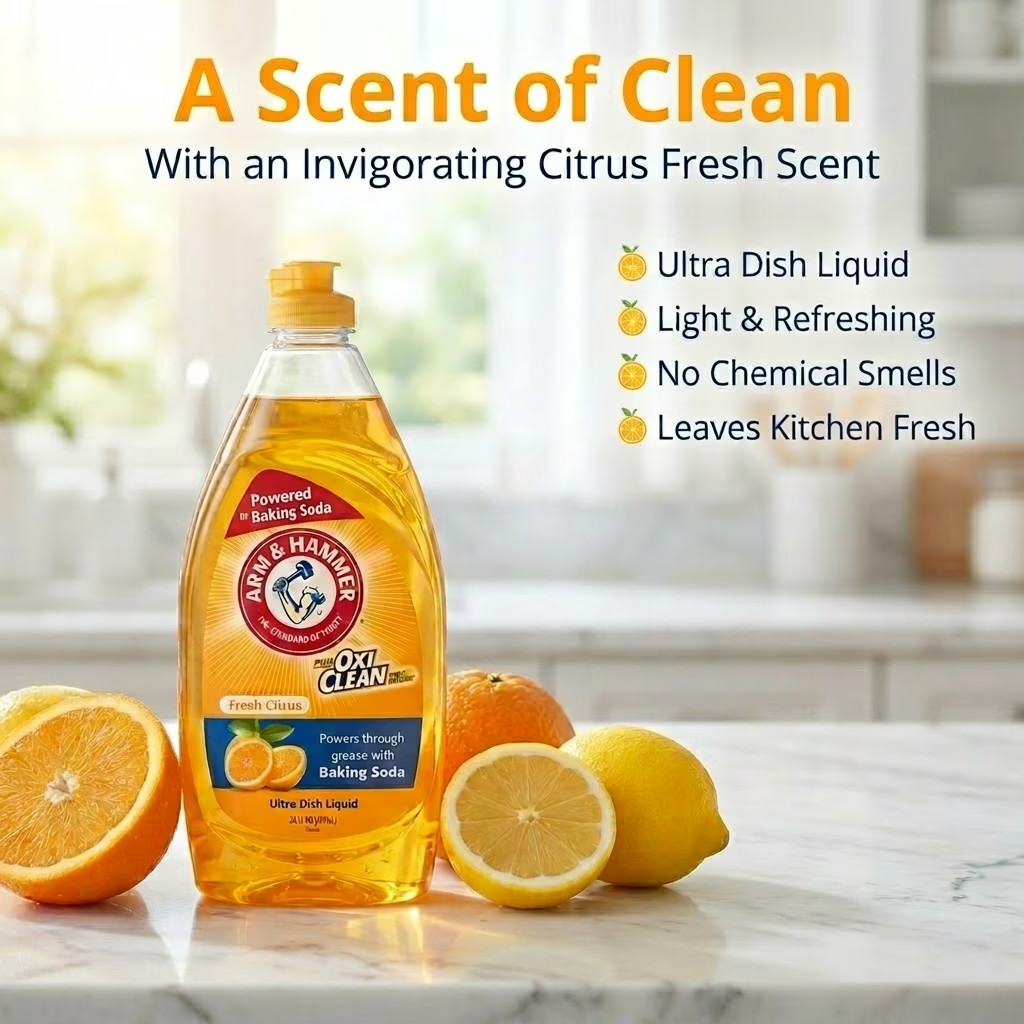 Arm & Hammer + Oxi Clean Ultra Dish Liquid Soap, Fresh Citrus, 115 oz