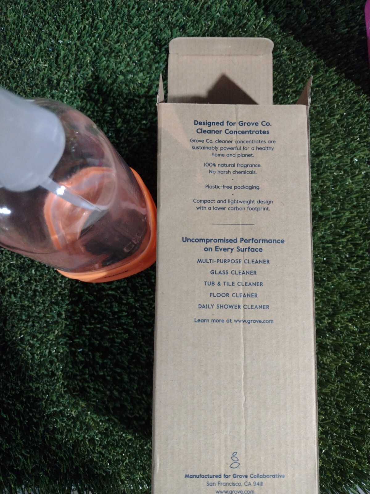 Grove Co Reusable Cleaning Glass Spray Bottle Silicone Sleeve Bright Orange NEW