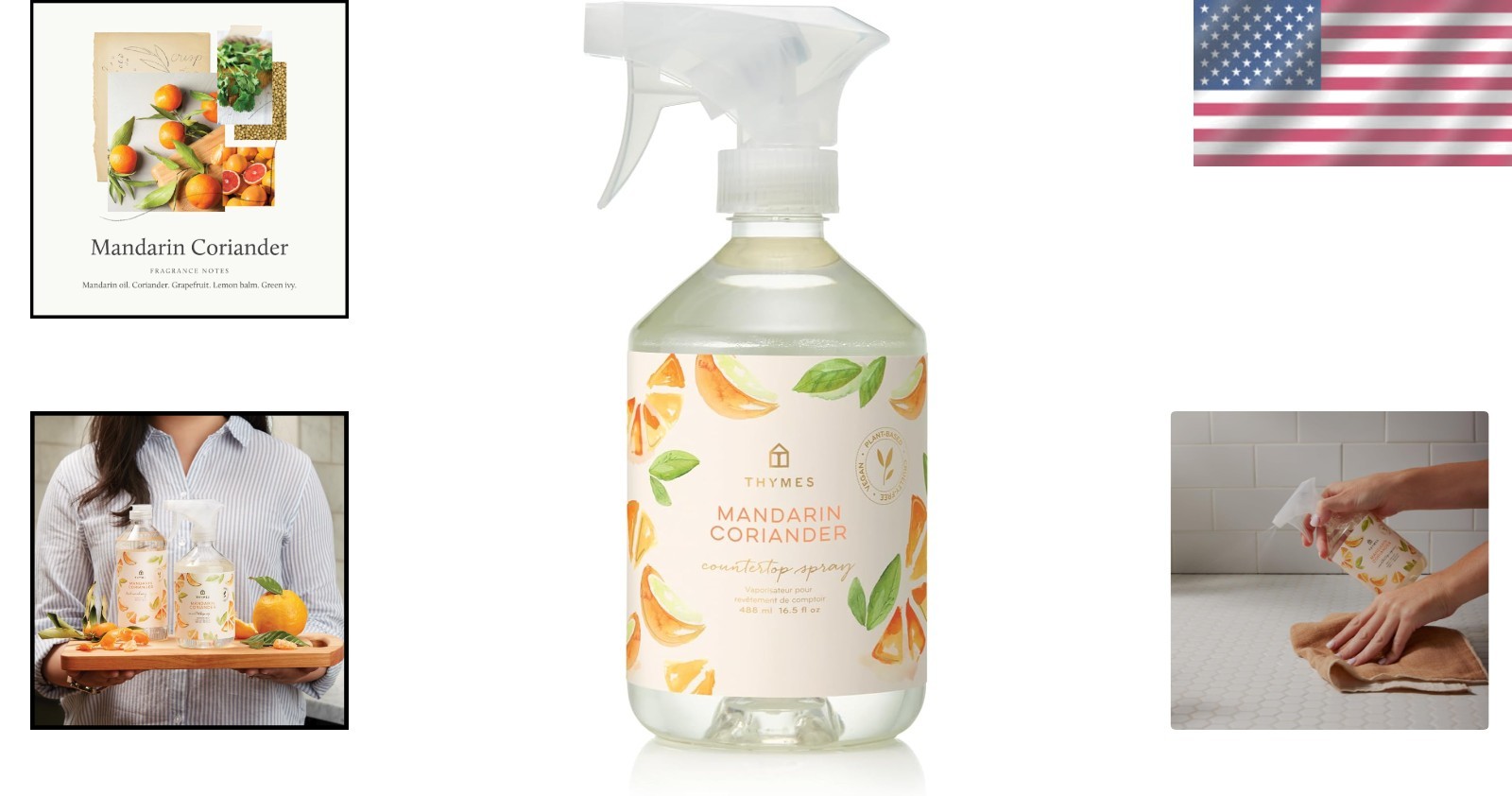 Mandarin Coriander Countertop Spray – 16.5 Fl Oz Eco-Friendly Cleaning Solution