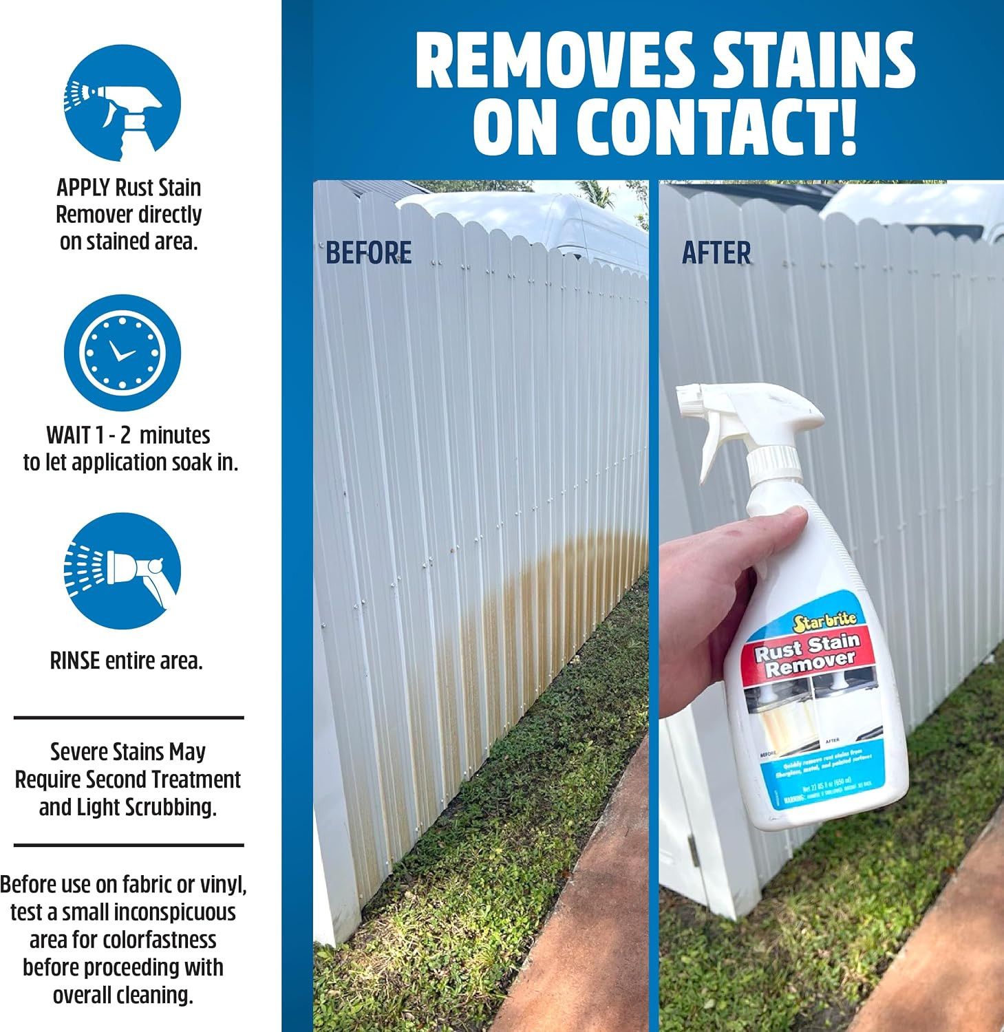 Rust Stain Remover Spray – Instantly Dissolve Corrosion Stains on Fiberglass, Vi