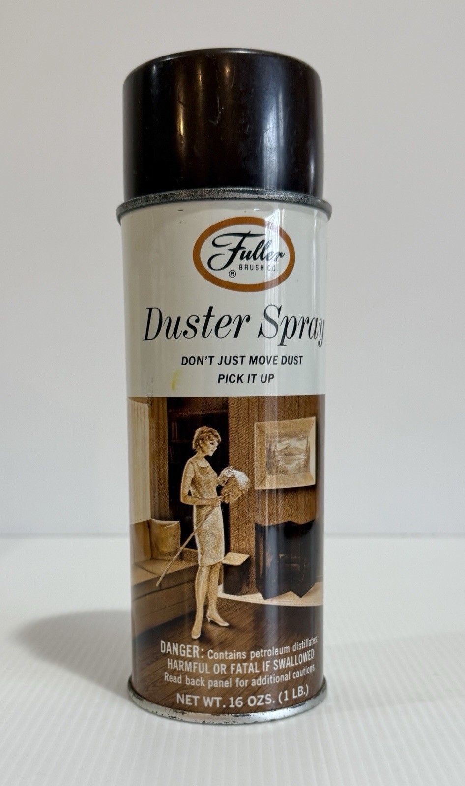 VTG Fuller Brush Company DUSTER SPRAY Can FULL Retro Graphic Advertising