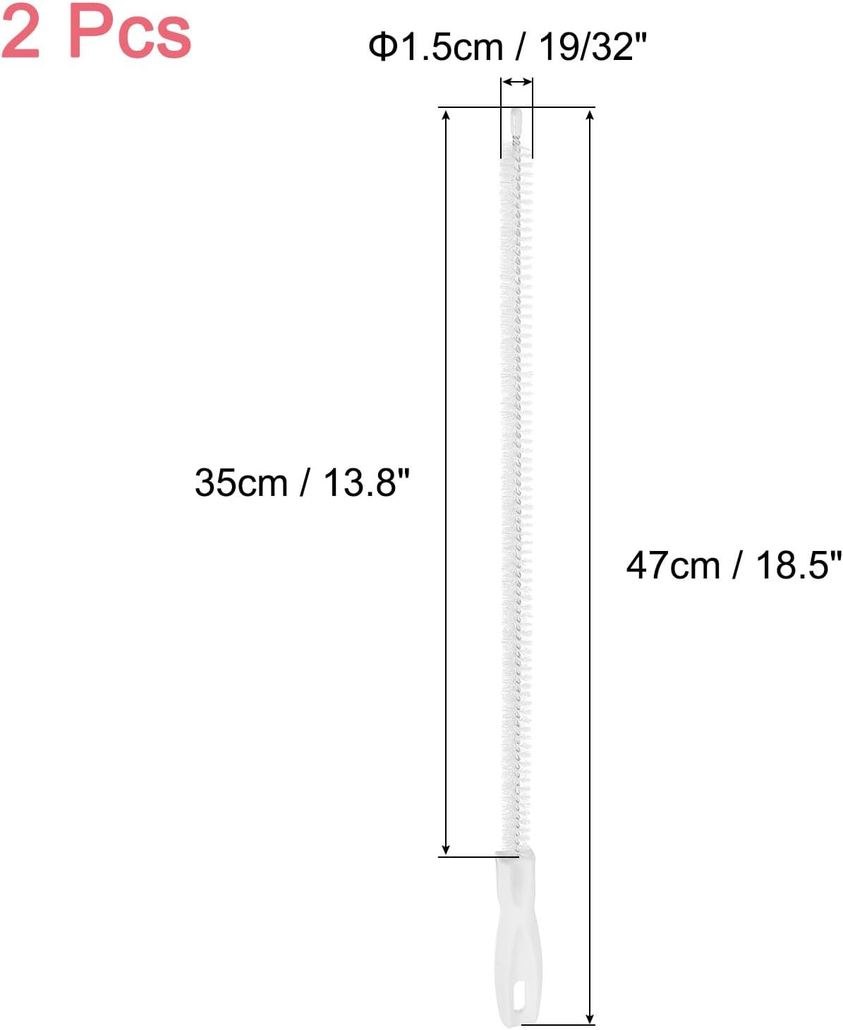 2 Pcs Drain Cleaner Brush, 18.5 Inches Extra Long Stainless Steel & Nylon Pipe C