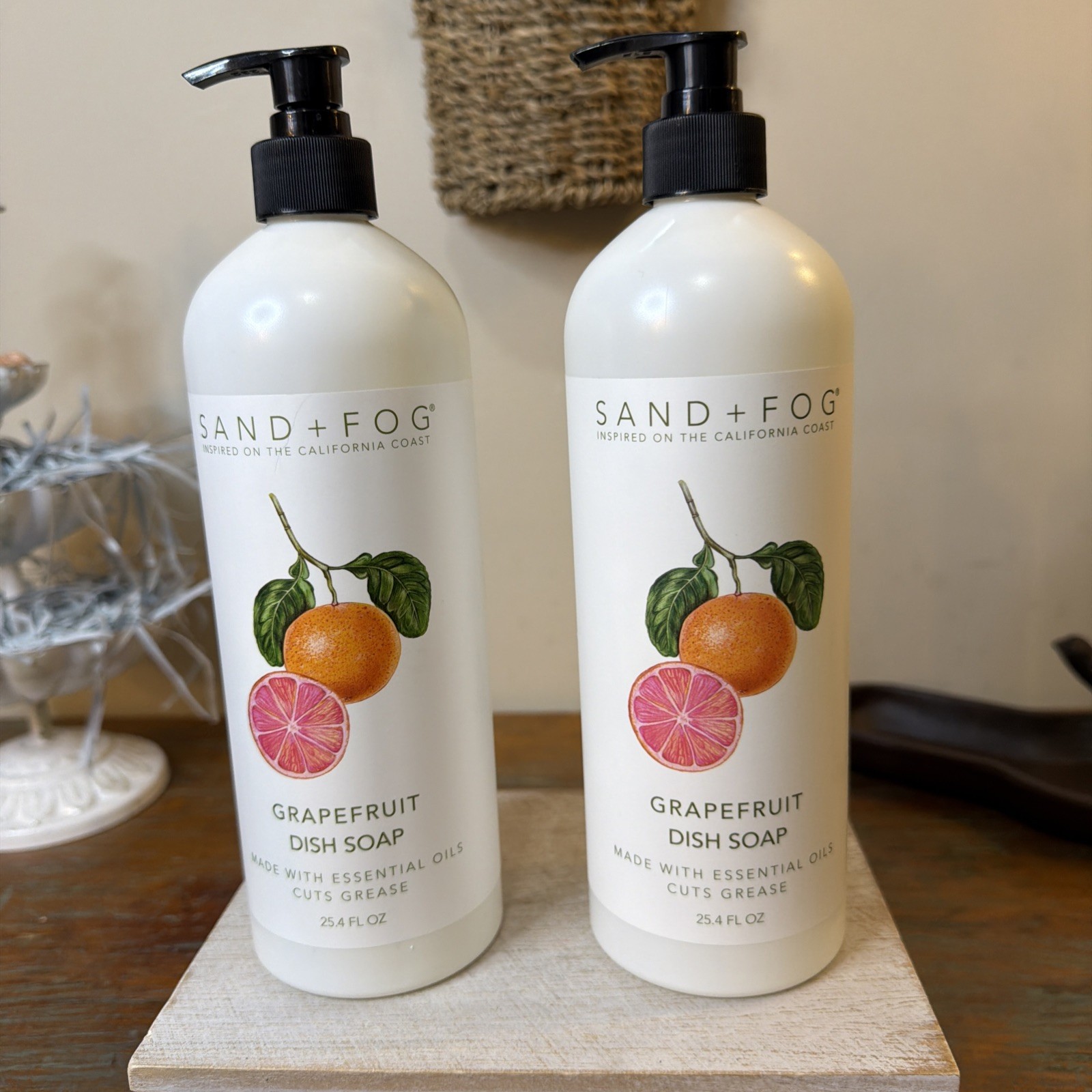 2 Pack Of Sand + Fog Grapefruit Dish Soap W/ Essential Oils. 25.4 oz Each. New.