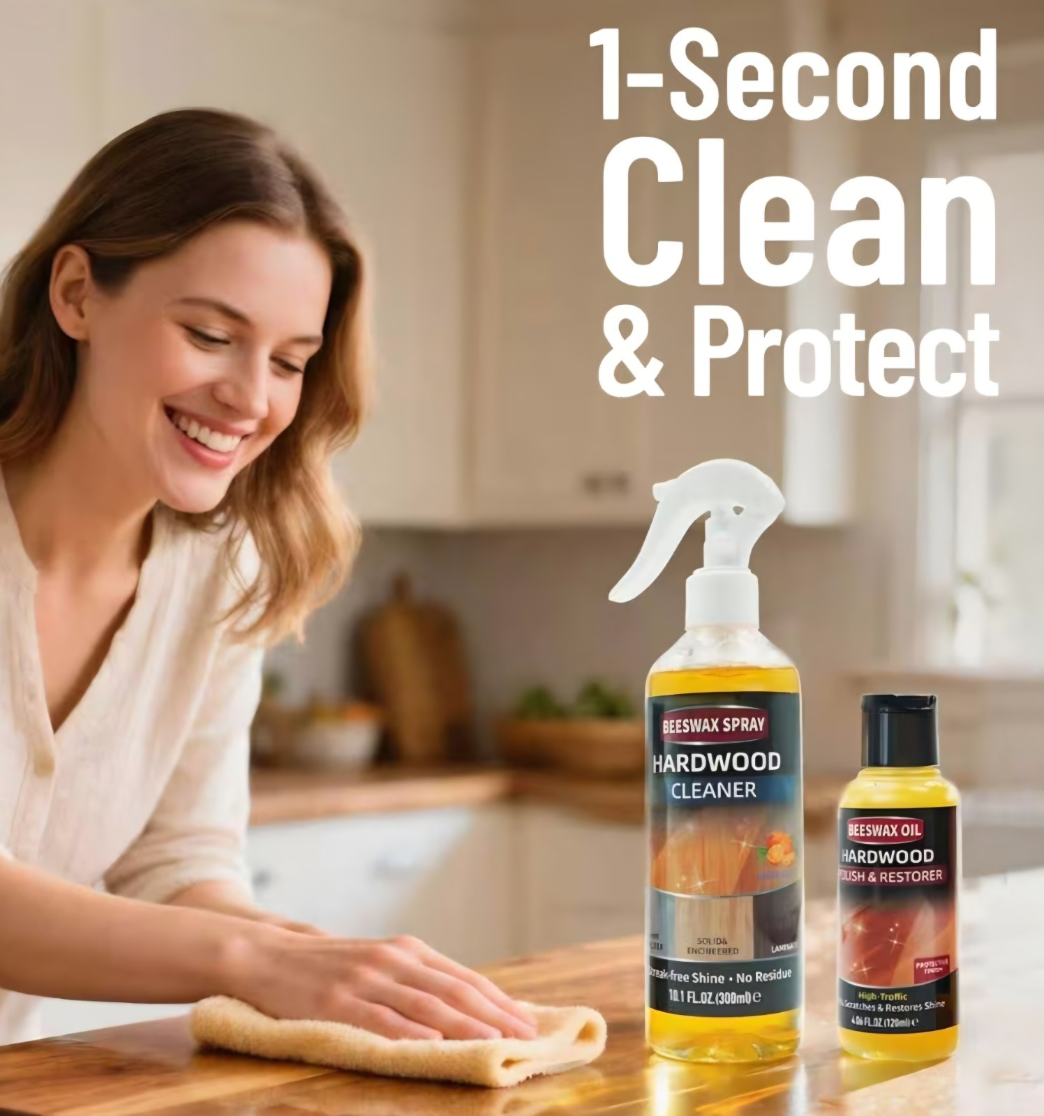 Beeswax Hardwood Cleaner & Polish Set (2-Piece Kit)