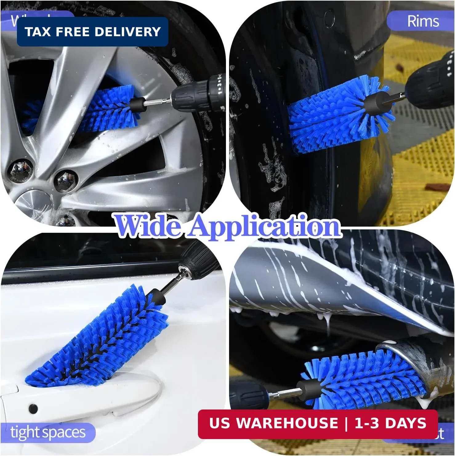 Drill Brush for Car Wheel and Bottle, Highly Dense and Durable Car Cleaning Brus