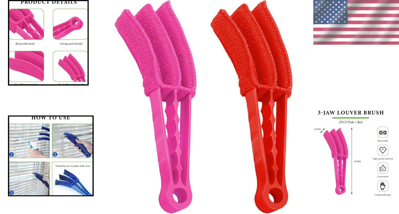 Washable Blind Cleaner Tool Set for Effortless Dusting of Hard-to- Areas