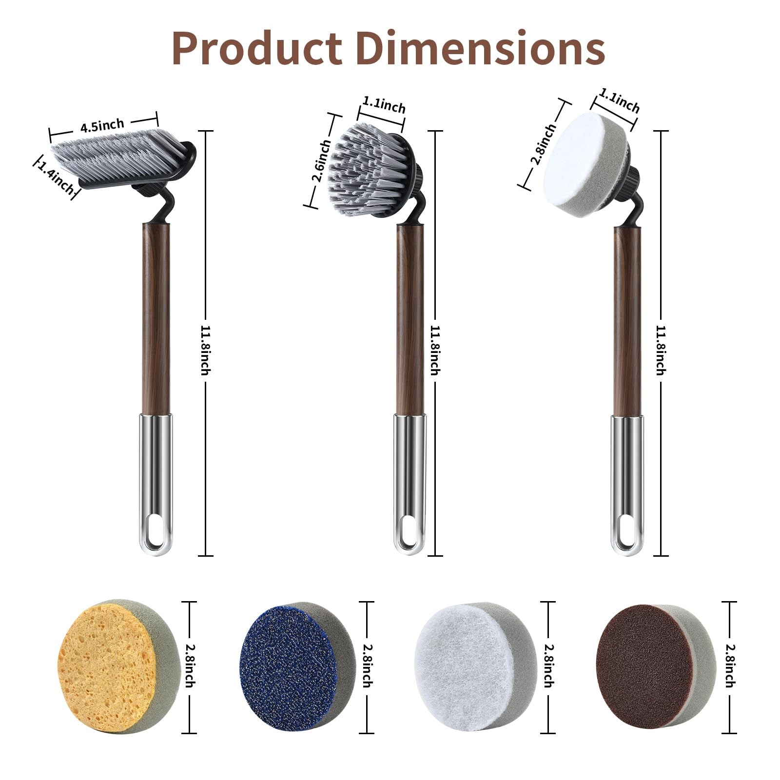 Kitchen Scrub Brush for Dishes, 360° 6-in-1 Kitchen Brushes for Dishes, House…