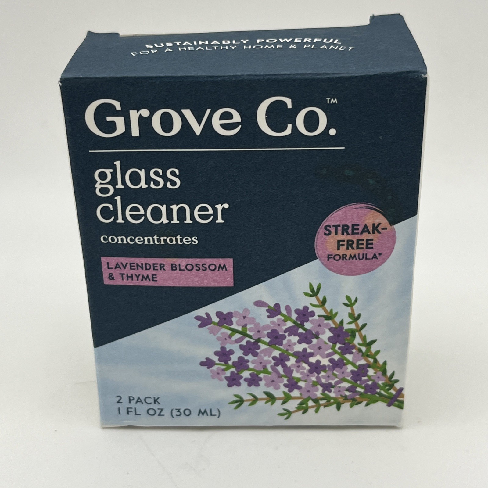 2 Pack Grove Glass Cleaner 1 oz Bottles Lavender & Thyme Concentrate All Natural