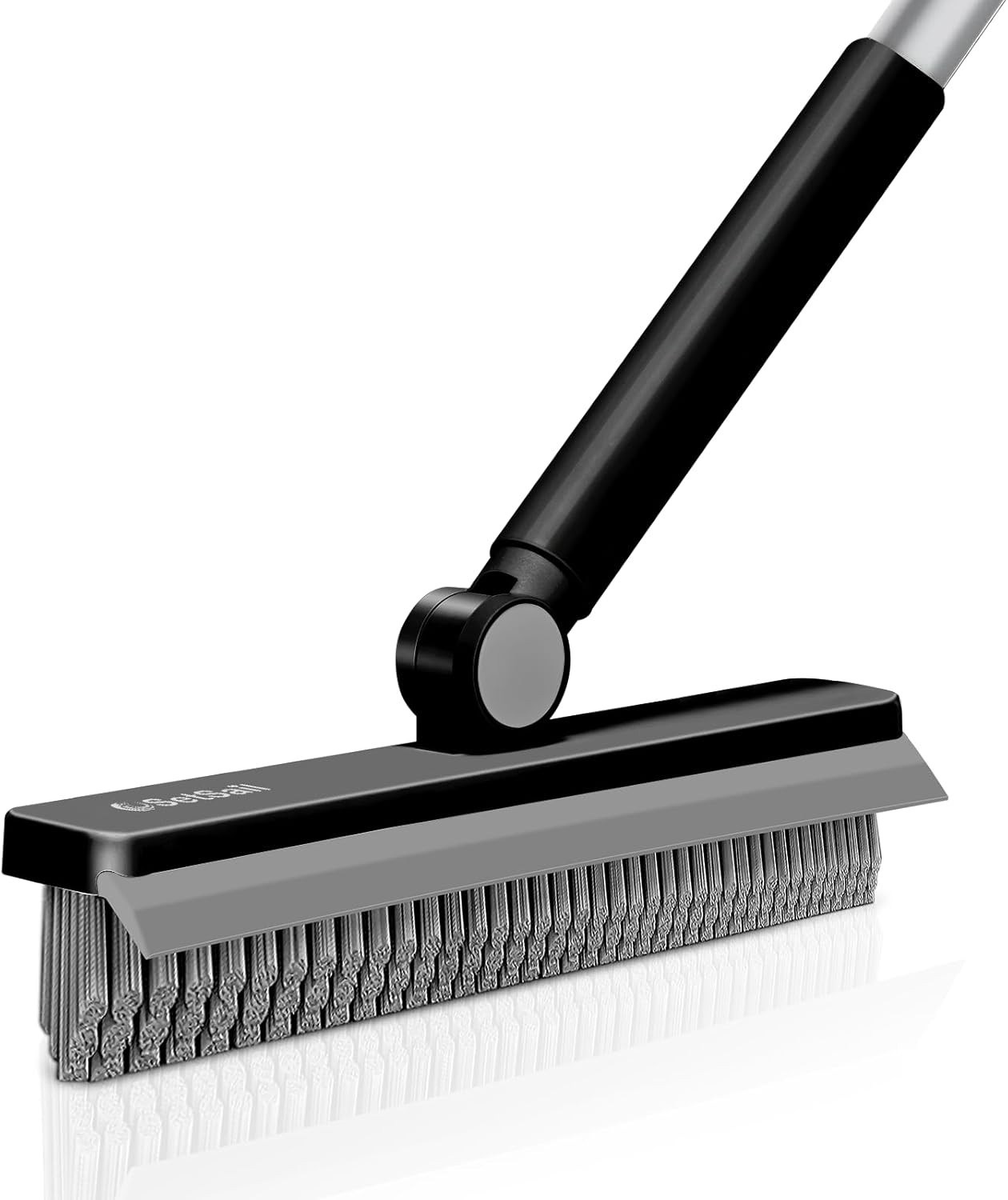 Grout Cleaner Brush with Long Handle, V-Shaped Floor Scrub Brush Swivel