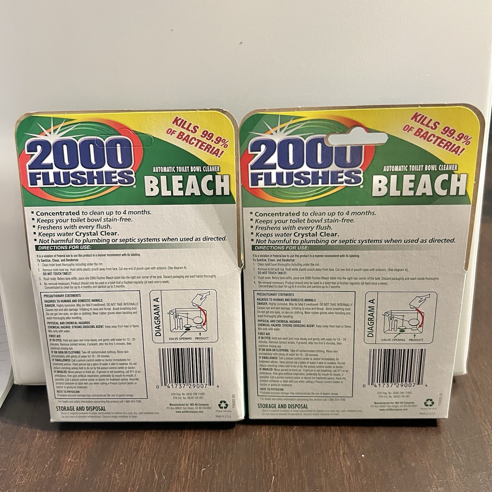 2 Tablets 2000 Flushes Automatic Toilet Bowl Cleaner Bleach Deodorizes