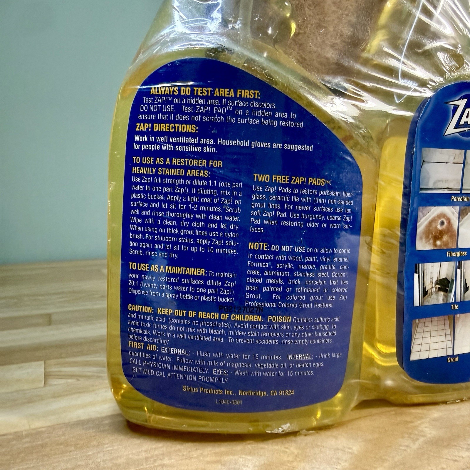 ZAP! Professional Porcelain Fiberglass Tile Grout Restorer 32 oz Lot Of 2 Spray