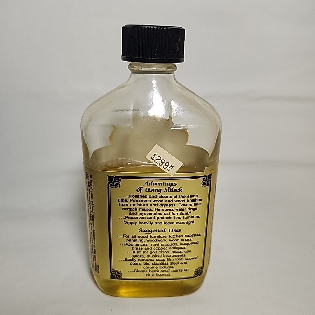 Vintage Milsek Furniture Polish & Cleaner W/ Lemon Oil Glass 12 Oz Bottle