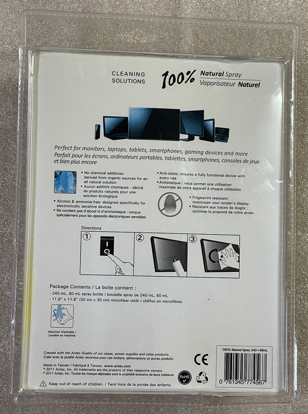 Antec Cleaning Solution 100% Natural Spray Antec 240ml + 60mL + Microfiber cloth