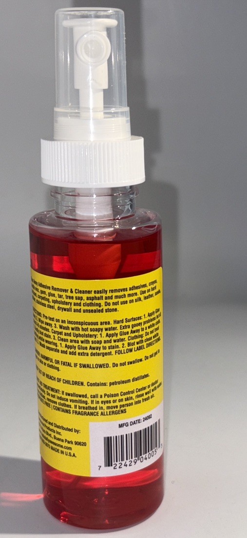 Glue-Away Adhesive Remover Spray Cleans Sticker Price Tag Gum Crayon 4oz-SHIP24H