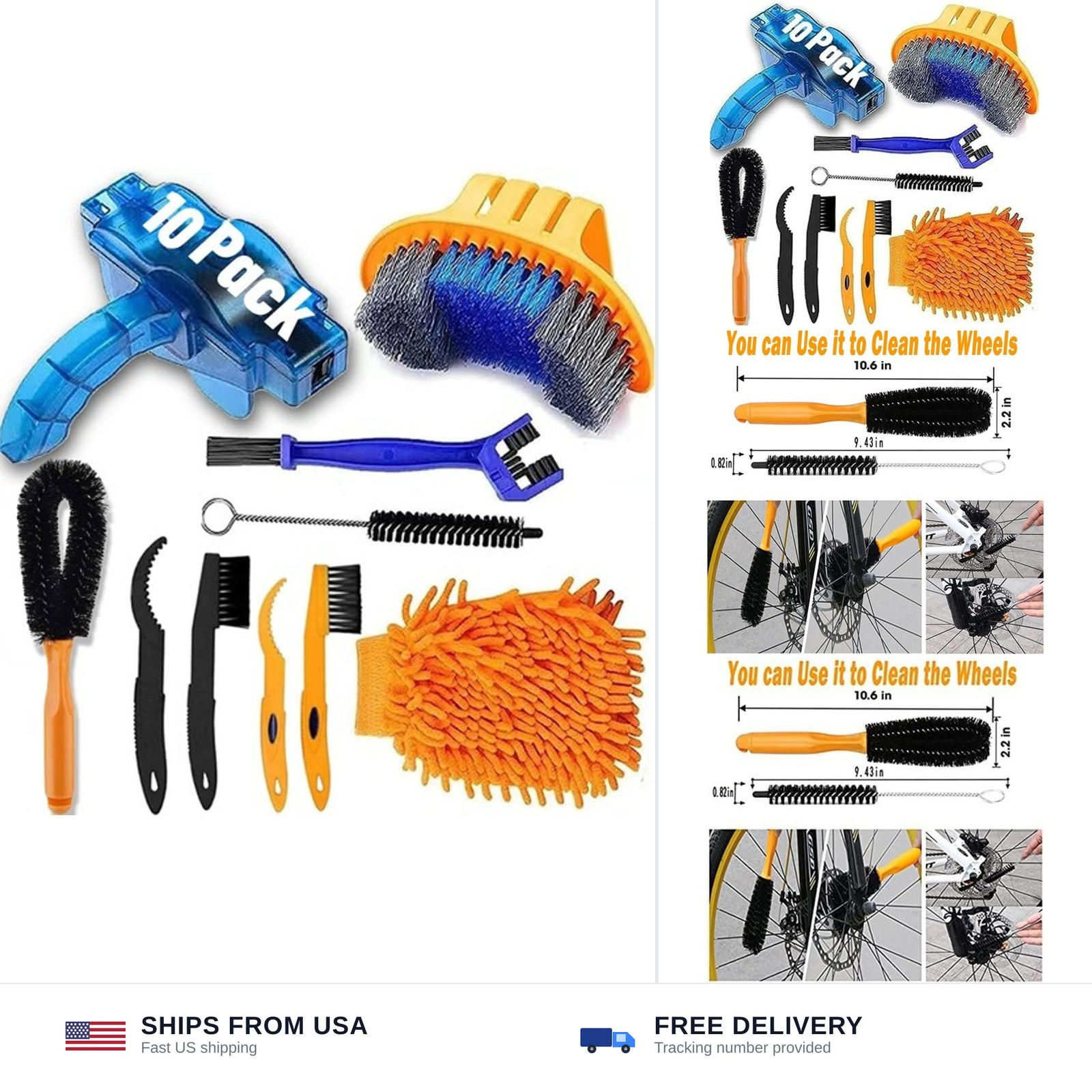 10pcs Bike Cleaning Kit, Bicycle Clean Brush Tool Including Chain Cleaner for…