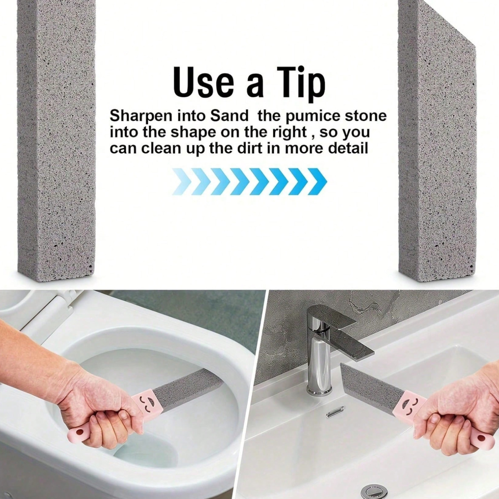 Pumice Stone Cleaning Brush with Replaceable Handle Hard Water Stain Remover US