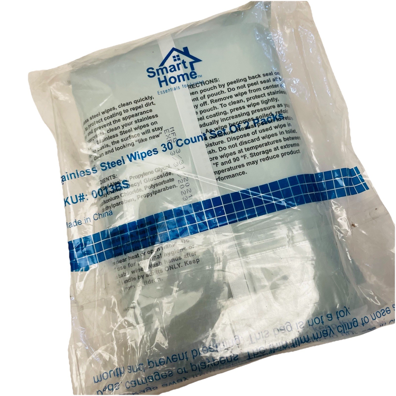 2 Packs of Smart Home Stainless Steel Wipes 30 Count per pack 60 Wipes Total