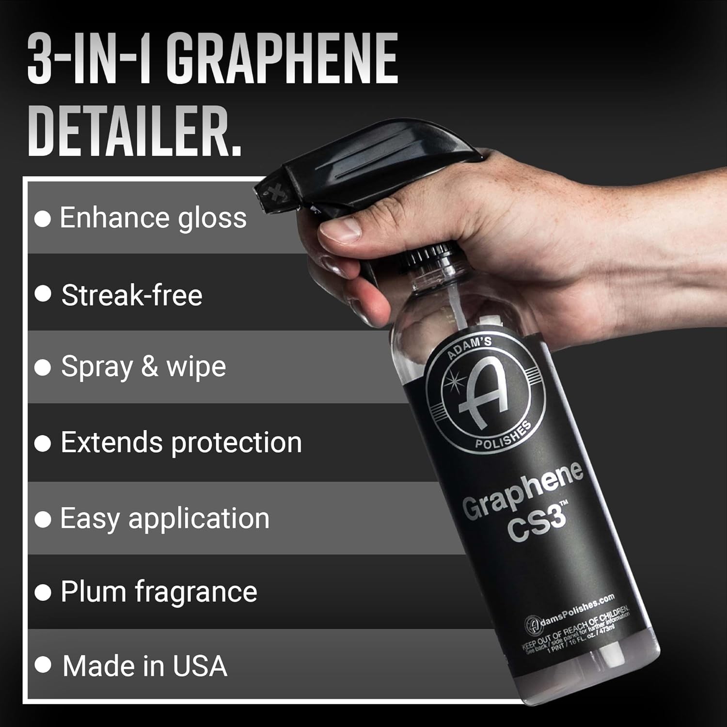 Adam’s Polishes Graphene CS3 16oz Graphene Waterless Wash Ceramic Spray Coat